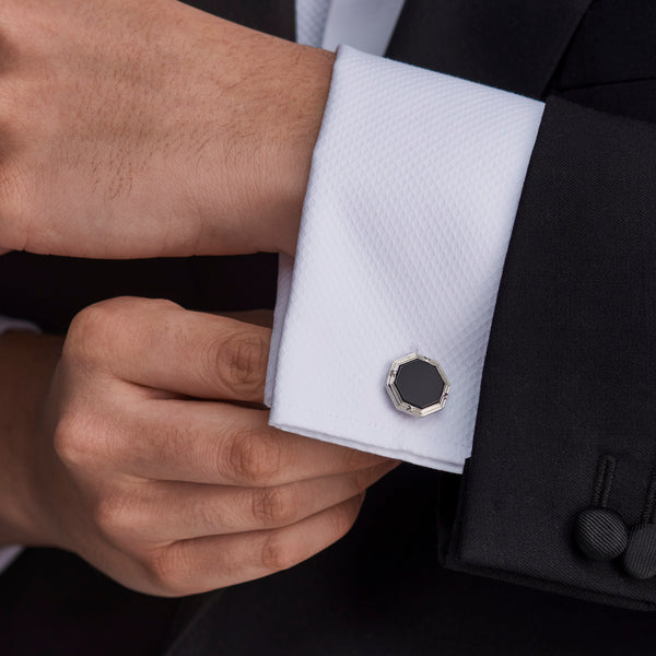 Deakin & Francis Octagonal Cufflinks With Onyx