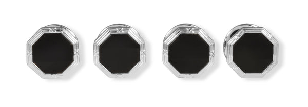 Deakin & Francis Octagonal Onyx Dress Stud Set