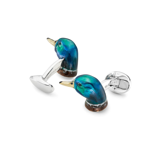 Deakin & Francis Silver Enamel Duck Cufflinks