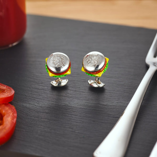 Deakin & Francis Sterling Silver Burger Cufflinks