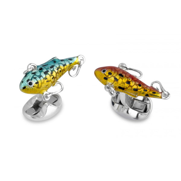 deakin & francis Sterling Silver Fish Bait Cufflinks