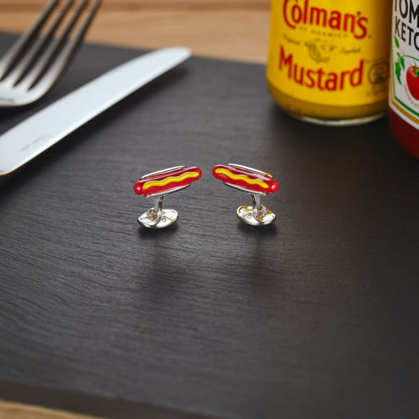 Deakin & Francis Sterling Silver Hotdog Cufflinks