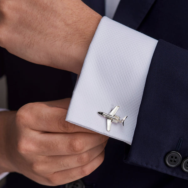 Deakin & Francis Sterling Silver Jet Cufflinks