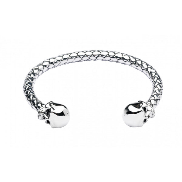 deakin & francis Sterling Silver Torque Skull Bangle