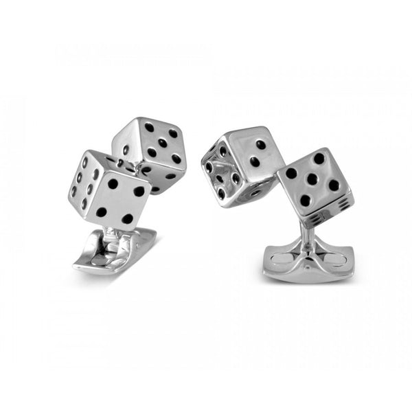 deakin & francis Dice Cufflinks with Enamelled Black Dots
