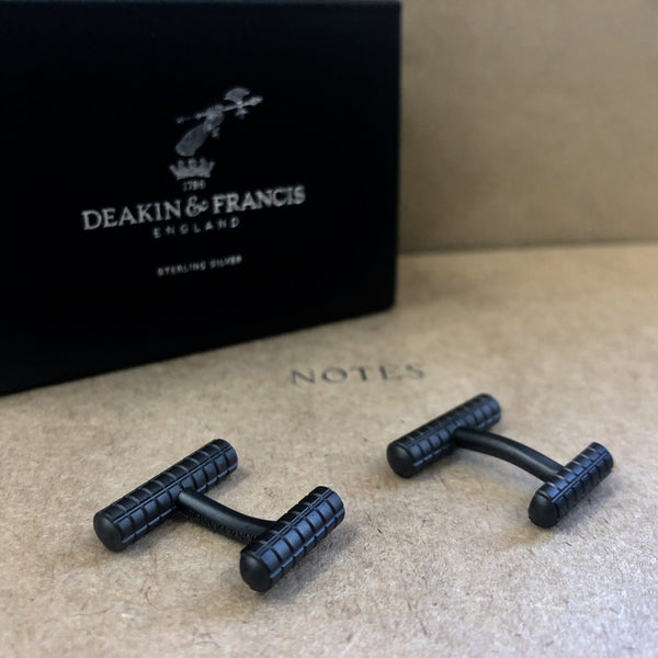 Deakin & Francis Knurl Cufflinks In Matte Black Finish