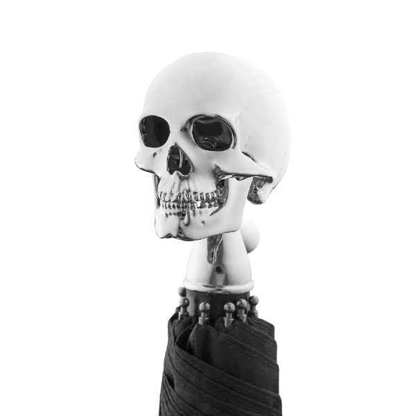 Deakin & Francis Large Black Umbrella With Skull Head Handle