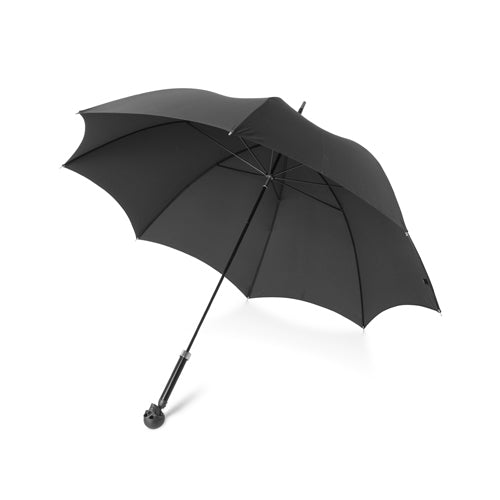 Deakin & Francis Large Black Umbrella With Skull Head Handle In Matte Black Finish
