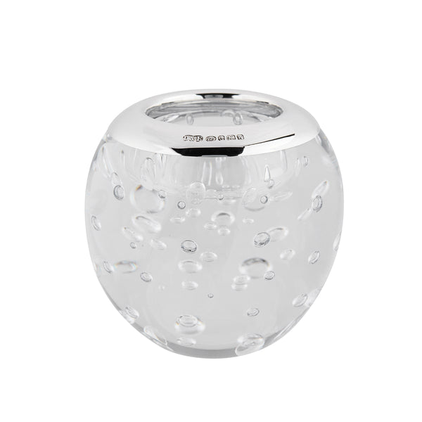 Deakin & Francis Large Sterling Silver And Bubble Design Glass Tealight Holder