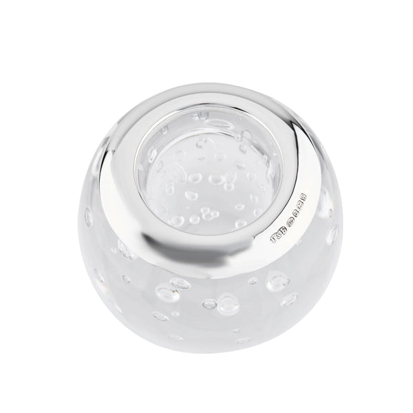 deakin & francis Large Sterling Silver And Bubble Design Glass Tealight Holder