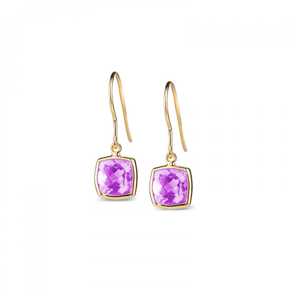 deakin & francis Leora Cushion Shaped Amethyst Drop Earring