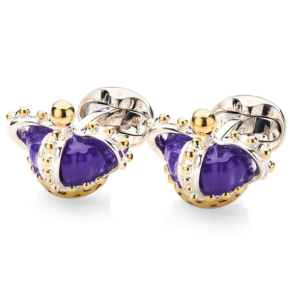 Deakin & Francis Limited Edition Sterling Silver Purple Crown Cufflinks