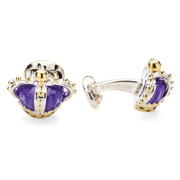 Deakin & Francis Limited Edition Sterling Silver Purple Crown Cufflinks