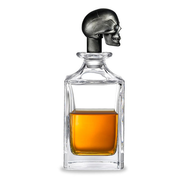 Deakin & Francis Matte Black Skull Head Crystal Decanter
