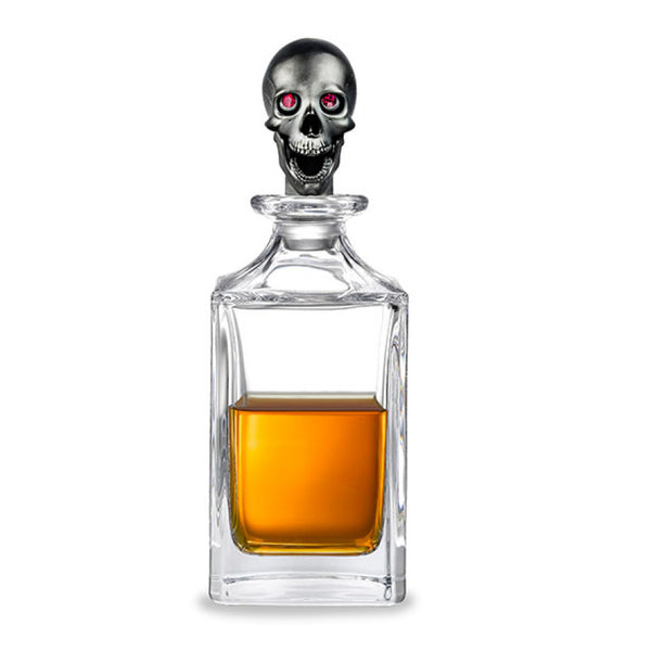 deakin & francis Matte Black Skull Head Crystal Decanter