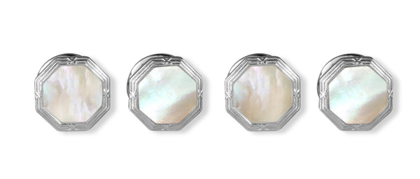 Deakin & Francis Octagonal Mother-Of-Pearl Dress Stud Set