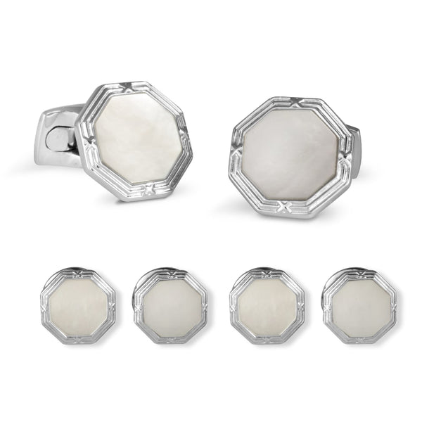 deakin & francis Octagonal Mother-Of-Pearl Dress Stud Set deakin & francis Octagonal Mother-Of-Pearl Dress Stud Set
