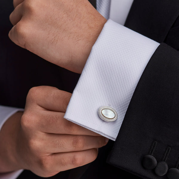 Deakin & Francis Oval Cufflinks With Mother-of-Pearl Centre