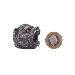 Deakin & Francis Oxidised Sterling Silver Brave Bear Ring