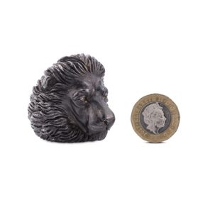 Deakin & Francis Oxidised Sterling Silver Proud Lion Ring