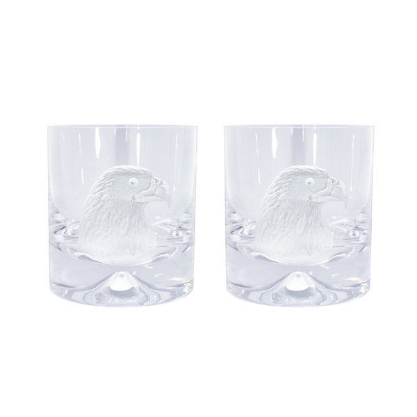 deakin & francis Pair of Glass Tumblers With Engraved Eagle