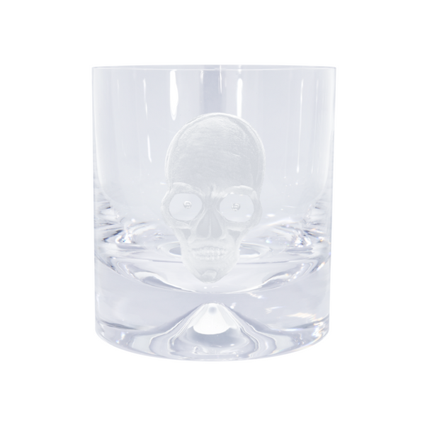 Deakin & Francis Pair Of Glass Tumblers With Engraved Skull