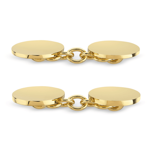 Deakin & Francis Plain Oval Cufflinks - 18ct Yellow Gold Medium Weight
