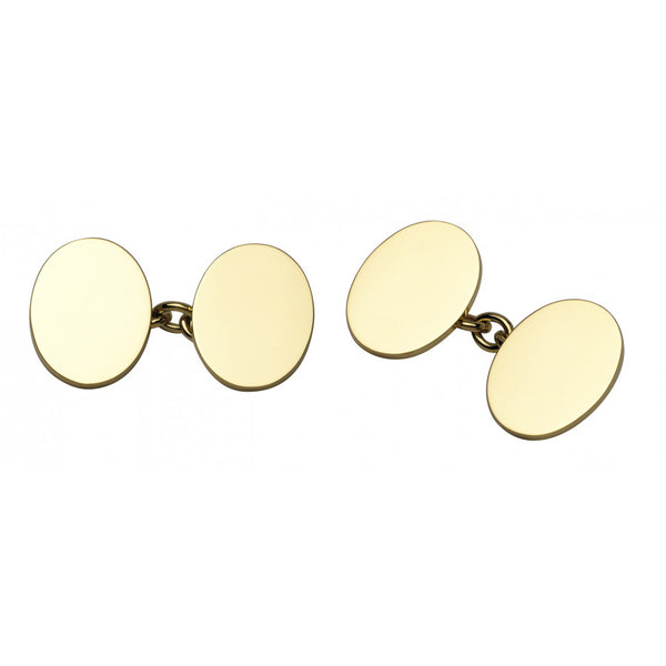 deakin & francis Plain Oval Cufflinks - 18ct Yellow Gold