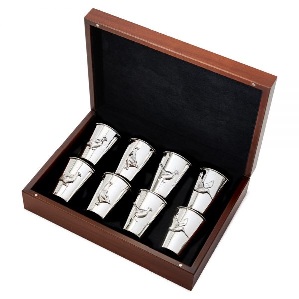 deakin & francis Set of 8 Assorted Silver Bird Beakers