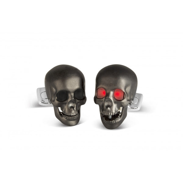 deakin & francis Skull Cufflinks with LED Eyes in Matte Black