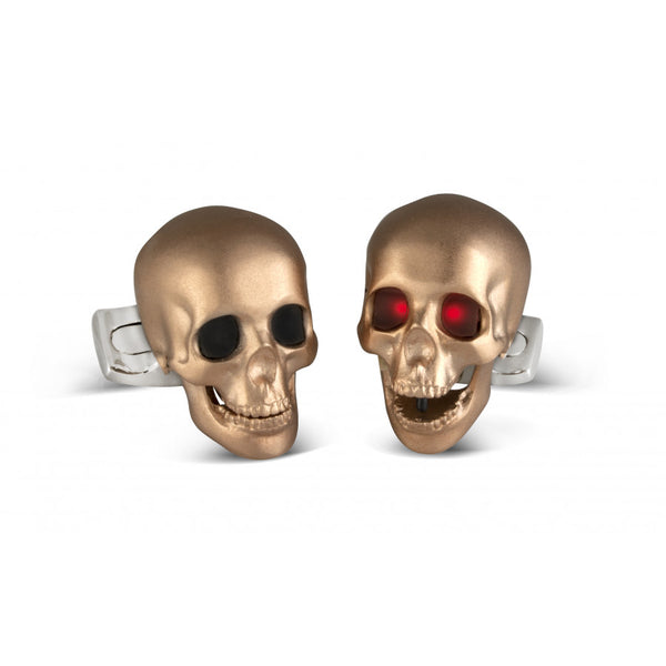 deakin & francis Skull Cufflinks with LED Eyes in Rose Gold Satin Finish