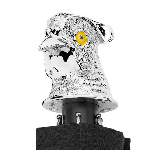 Deakin & Francis Small Black Umbrella With Pheasant Head Handle In Silver Finish