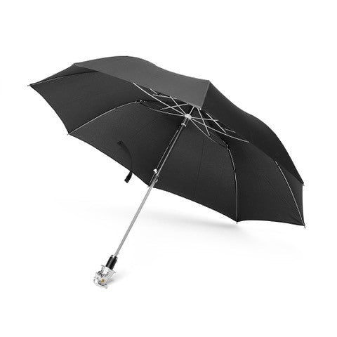 Deakin & Francis Small Black Umbrella With Pheasant Head Handle In Silver Finish