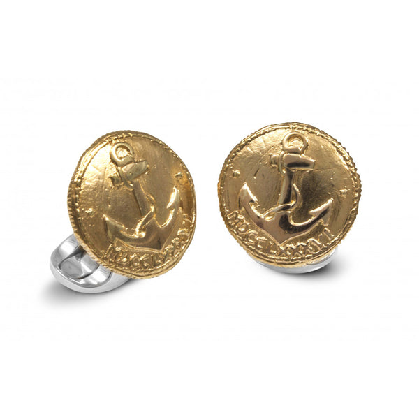deakin & francis Sterling Silver 230 Coin Cufflinks - Anchor