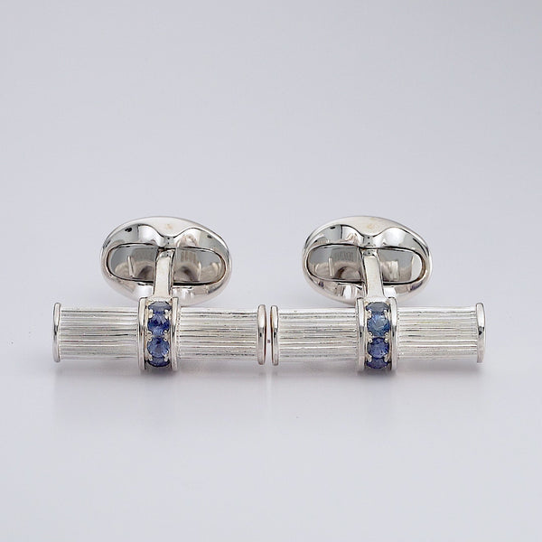 Deakin & Francis Sterling Silver Bar Cufflinks With Sapphire Centre