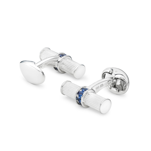 Deakin & Francis Sterling Silver Bar Cufflinks With Sapphire Centre