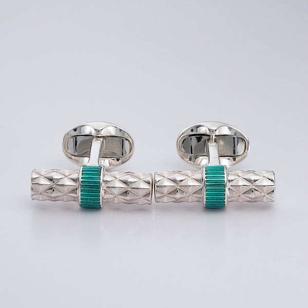 Deakin & Francis Sterling Silver Bar Cufflinks With Turquoise Enamel Centre