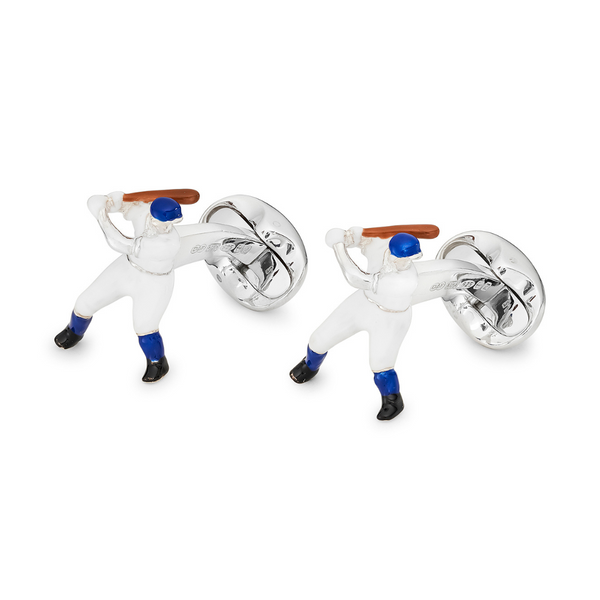 Deakin & Francis Sterling Silver Baseball Player Cufflinks - Blue