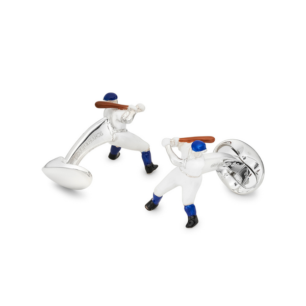 Deakin & Francis Sterling Silver Baseball Player Cufflinks - Blue