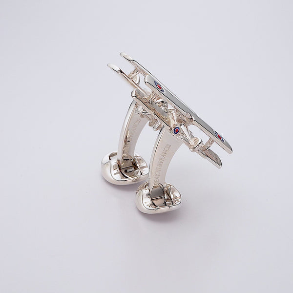 Deakin & Francis Sterling Silver Biplane Cufflinks With Rotating Propeller