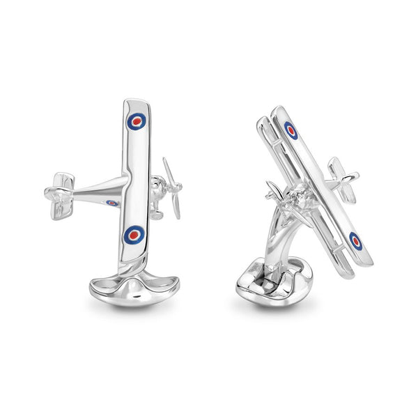 deakin & francis Sterling Silver Biplane Cufflinks with Rotating Propeller