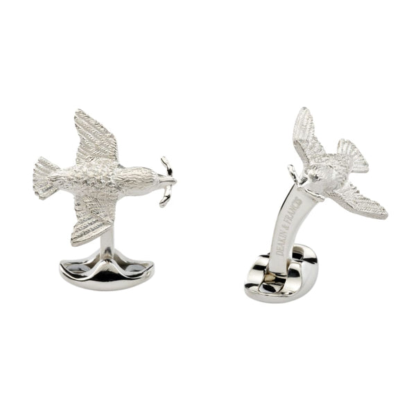 deakin & francis Sterling Silver Bird and Worm Cufflinks