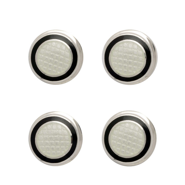 Deakin & Francis Sterling Silver Black And White Enamel Dress Stud Set