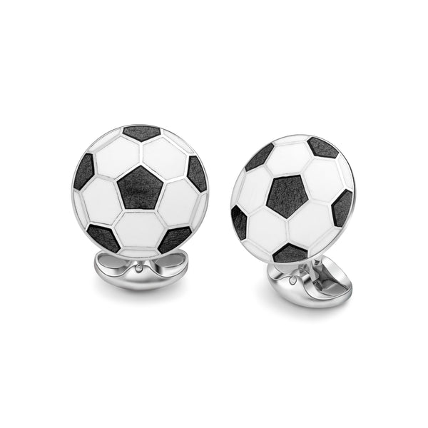 deakin & francis Sterling Silver Black And White Enamel Football Cufflinks