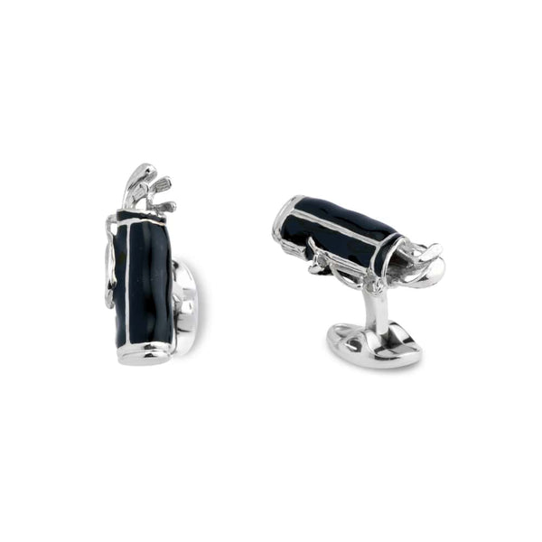 deakin & francis Sterling Silver Black Enamel Golf Bag Cufflinks