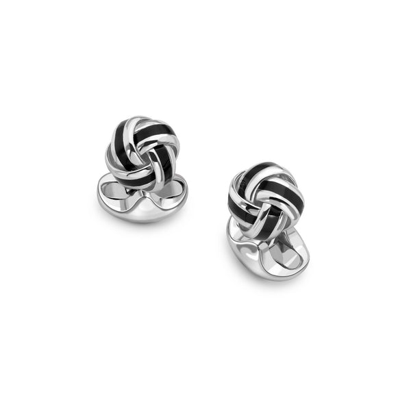 deakin & francis Sterling Silver Black Enamel Knot Cufflinks deakin & francis Sterling Silver Black Enamel Knot Cufflinks
