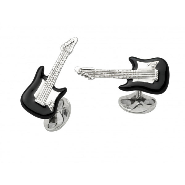 deakin & francis Sterling Silver Black Guitar Cufflinks