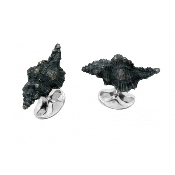 deakin & francis Sterling Silver Black Seashell Cufflinks