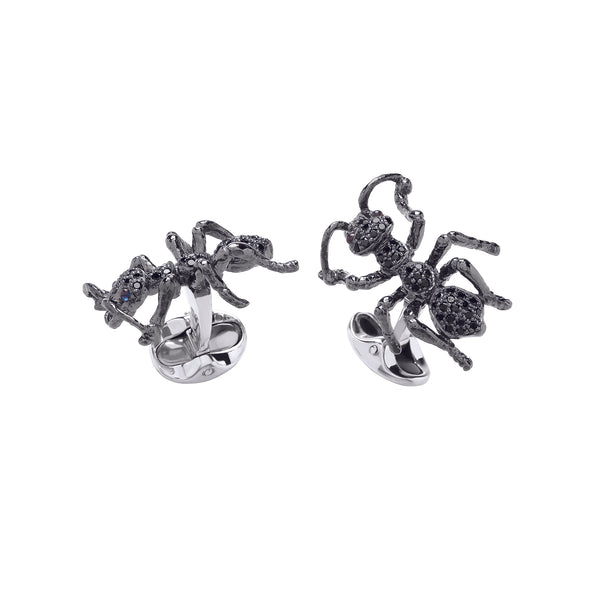 deakin & francis Sterling Silver Black Spinel Ant Cufflinks