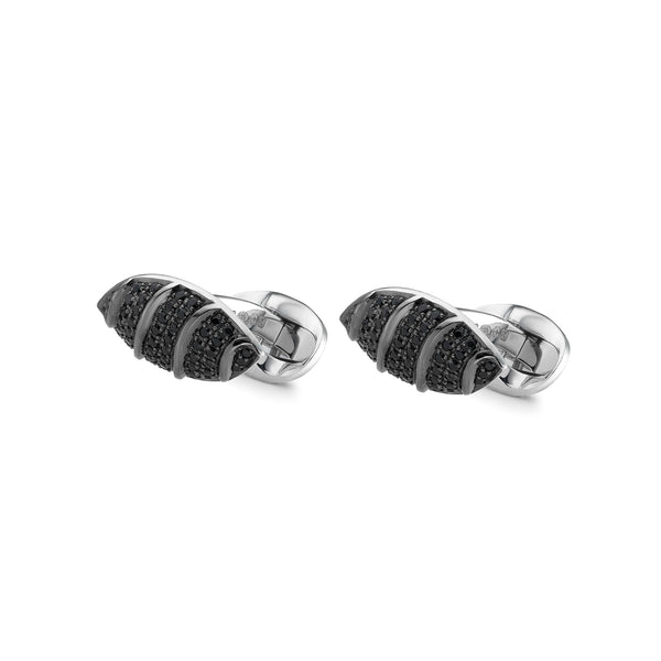 Deakin & Francis Sterling Silver Black Spinel Cufflinks